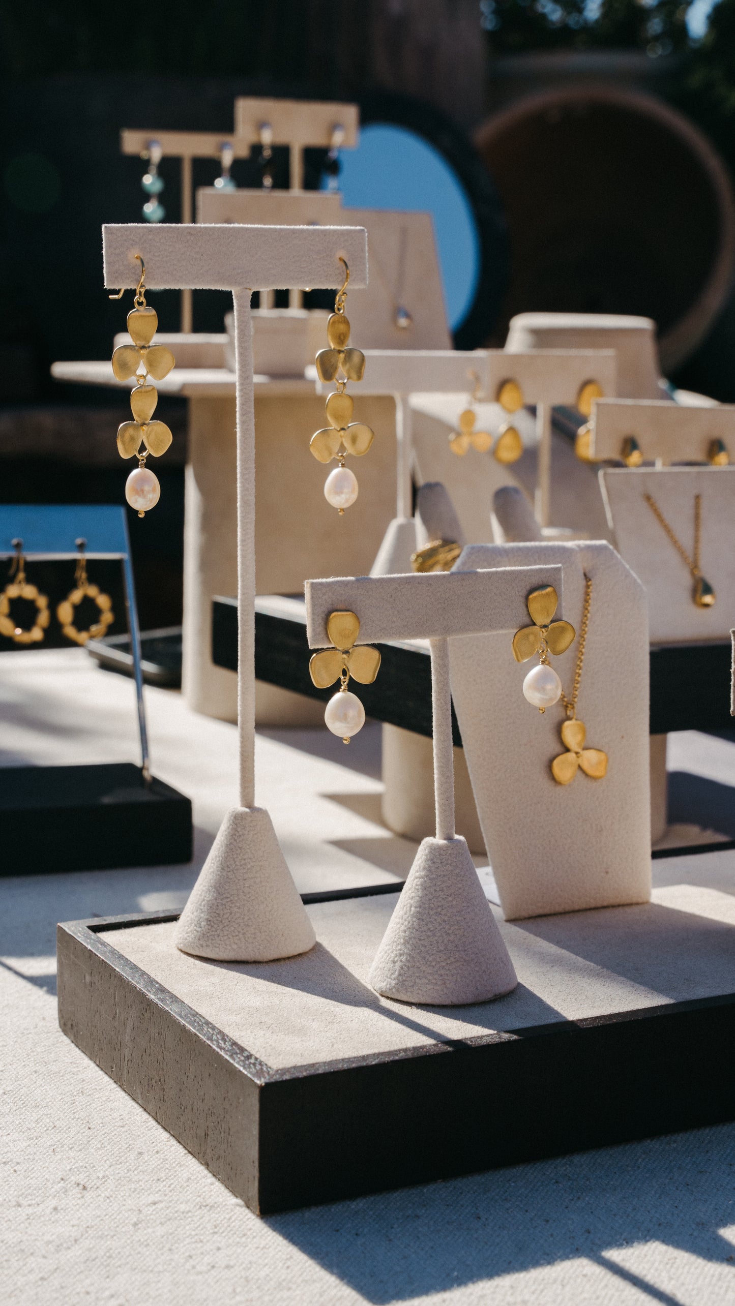 Violet Double Drop Earring with Pearl